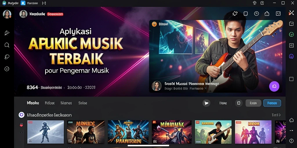 Tampilan gameplay aplikasi 8364 dengan berbagai pilihan musik.