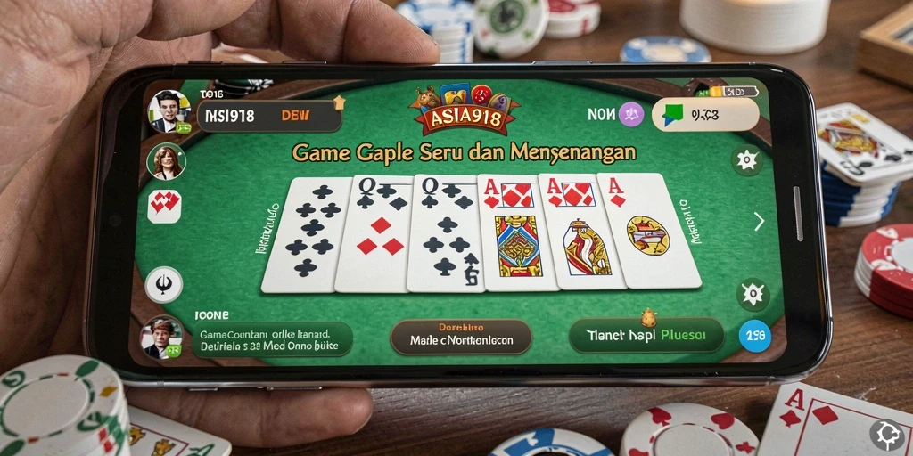 Tangkapan layar utama ASIA918 dengan gameplay Gaple yang seru.