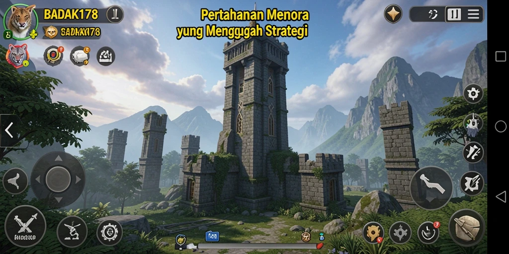 Tampilan gameplay menakjubkan dari BADAK178 yang penuh strategi Tower Defense.