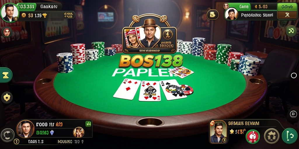 Tampilan gameplay Poker yang menegangkan di BOS138.