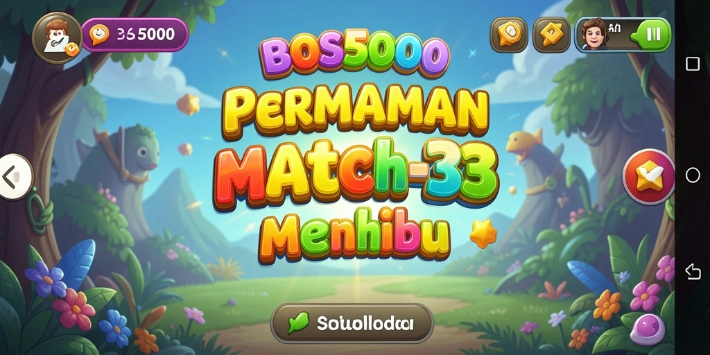 Screenshot gameplay BOS5000 menampilkan aksi seru mencocokkan permata.