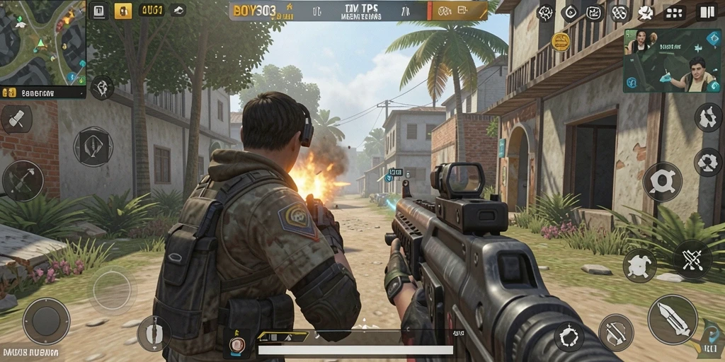 Tampilan gameplay seru BOY303 dalam aksi pertempuran TPS.
