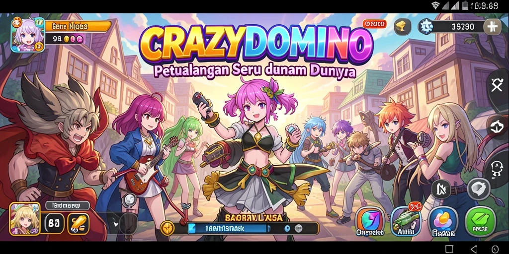 Tampilan gameplay menarik dari CRAZYDOMINO dengan karakter anime.
