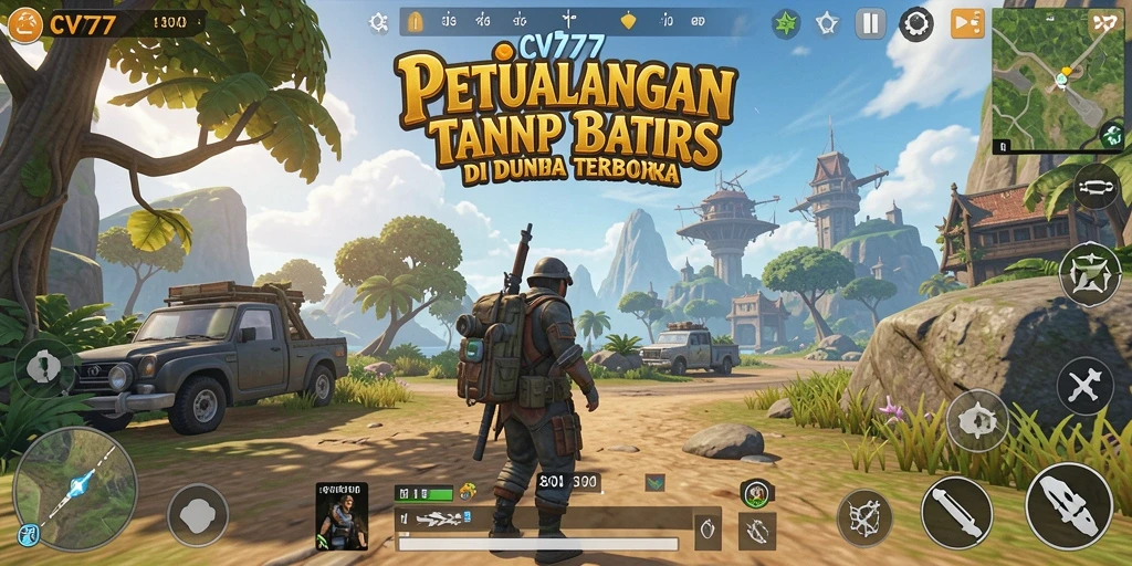 Tangkapan layar gameplay <strong>CV777</strong> menampilkan petualangan seru di dunia terbuka.
