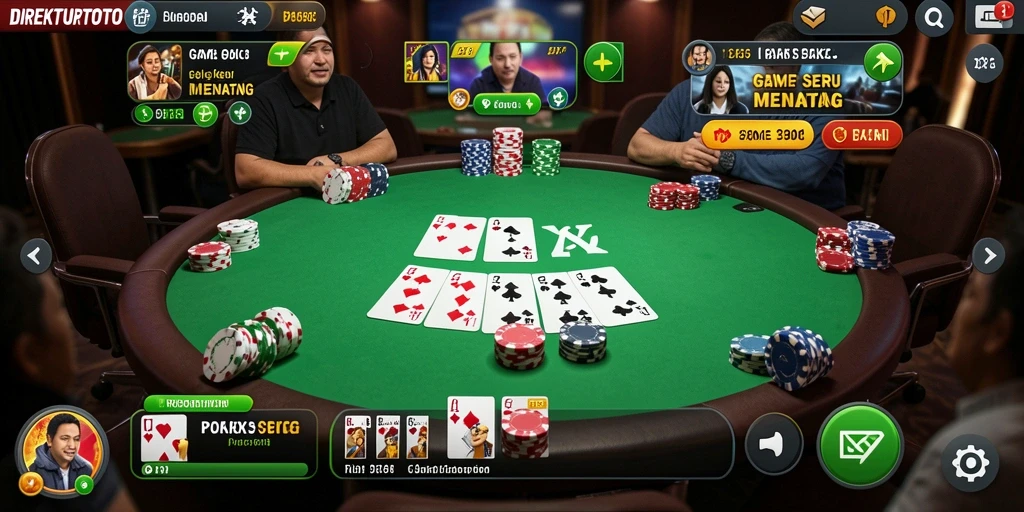 Tampilan layar permainan poker yang seru di DIREKTURTOTO.