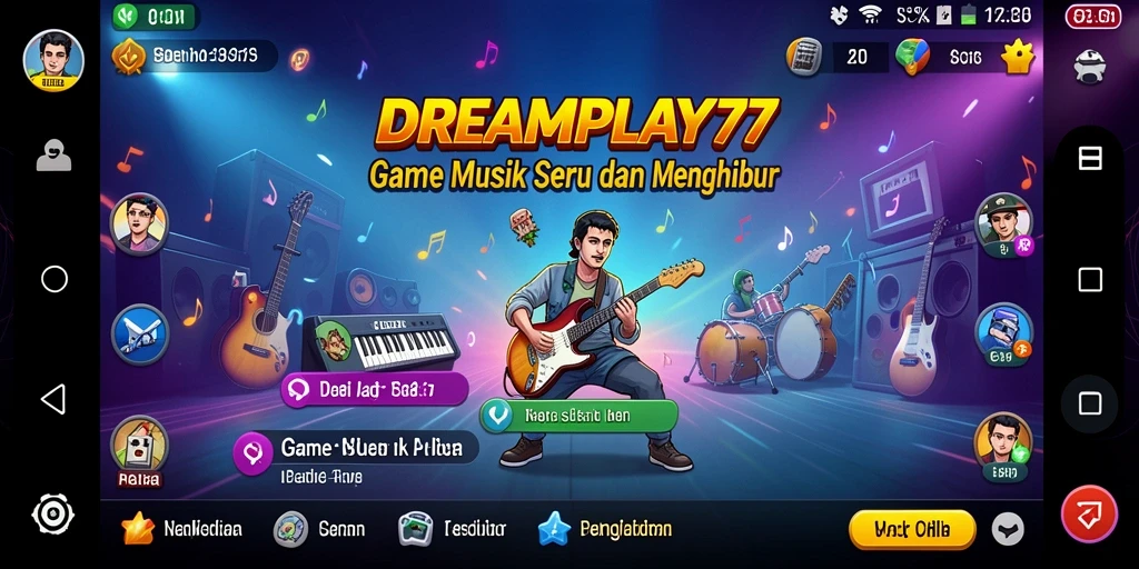 Tampilan gameplay seru dari DREAMPLAY77 yang penuh musik.