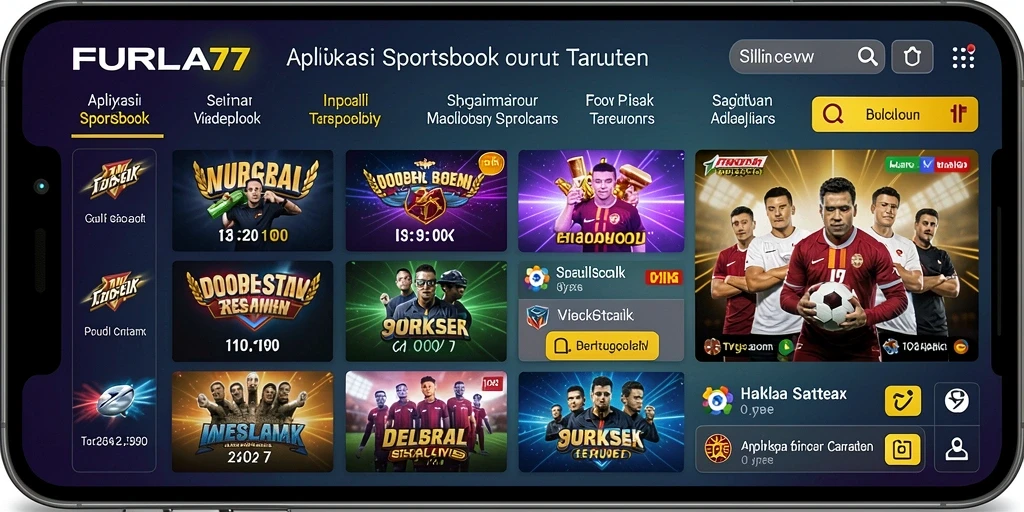 Screenshot FURLA77 menampilkan antarmuka interaktif untuk taruhan olahraga.