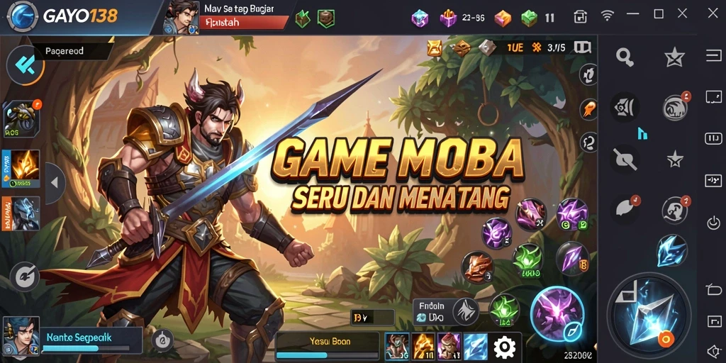 Screenshot gameplay GAYO138 menampilkan pertarungan seru di arena MOBA.