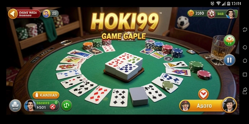 Tampilan gameplay HOKI99 dengan suasana bermain Gaple yang seru.