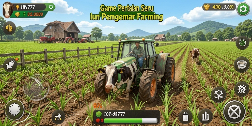 Gameplay HW777 menunjukkan aktivitas bertani yang menarik dan menyenangkan.