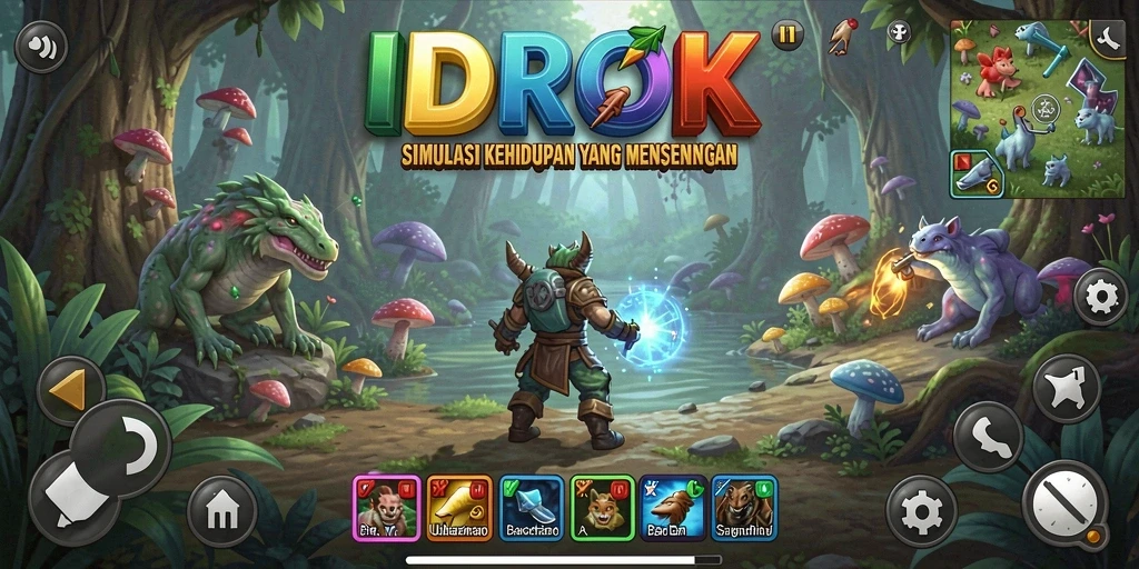 Tampilan gameplay yang menarik dalam IDROK dengan interaksi sosial.