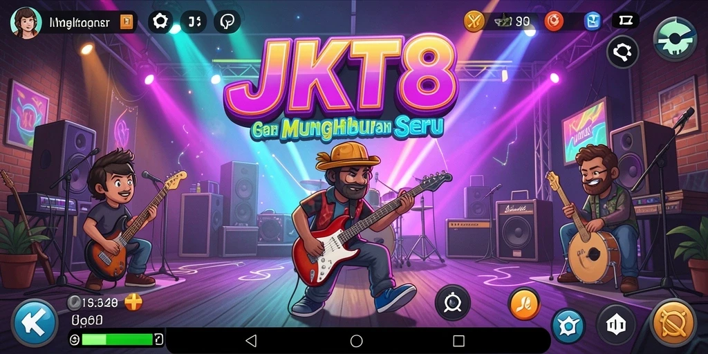 Screenshot gameplay JKT8 menampilkan pemain menikmati musik dengan alat virtual.