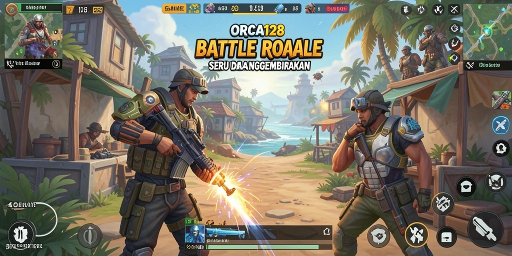 Tampilan gameplay menarik di dunia ORCA128 Battle Royale.
