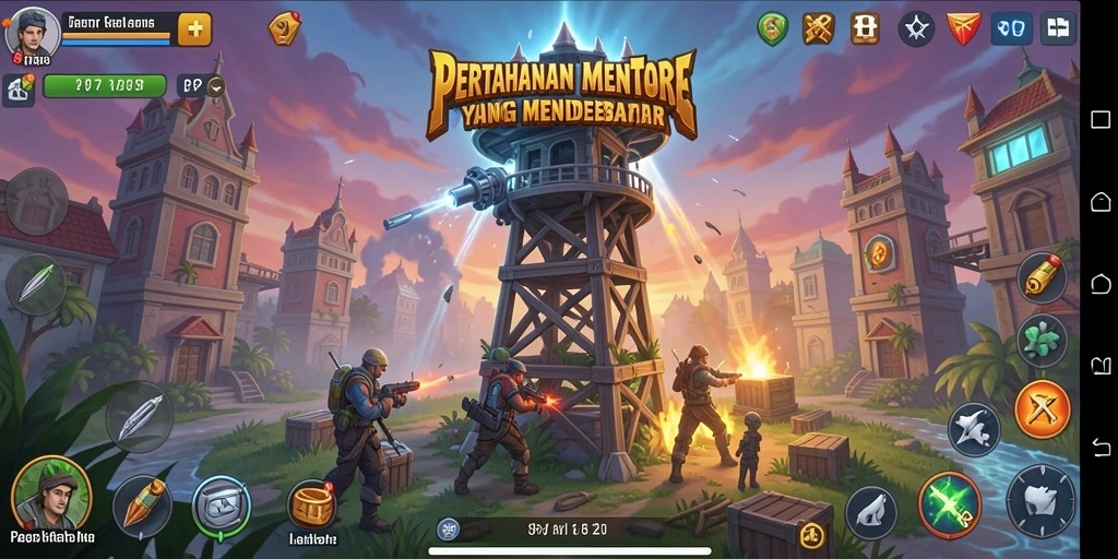 Gameplay PP7 menegangkan dengan pertahanan menara yang strategis.