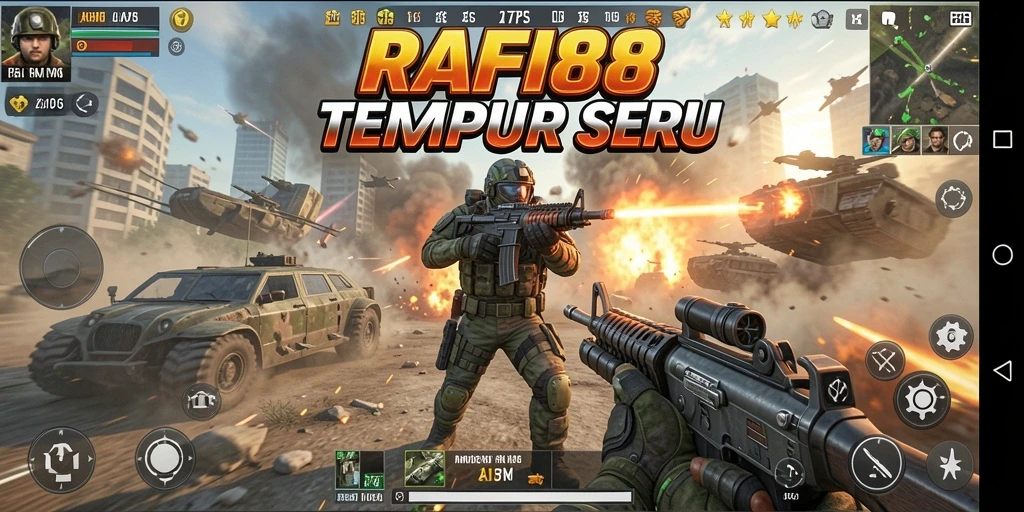 Screenshot dari gameplay seru dalam RAFI88 dengan pertempuran TPS.