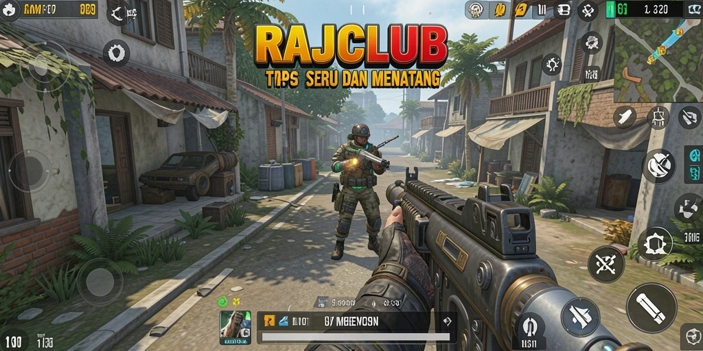 Screenshot utama RAJACLUB menampilkan pertempuran seru dalam game TPS.
