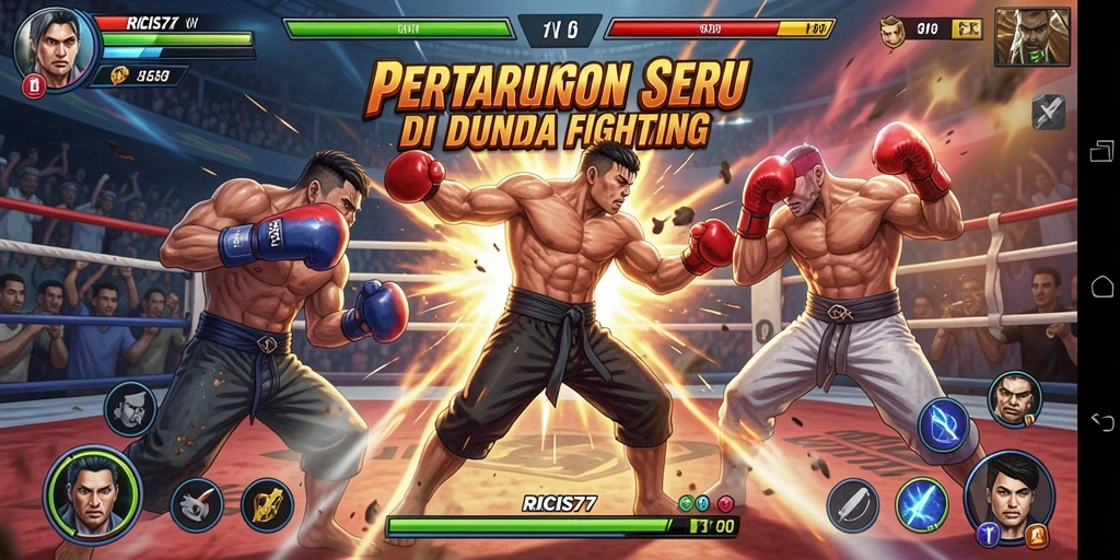 Tampilan gameplay RICIS77 dengan pertarungan yang mendebarkan.