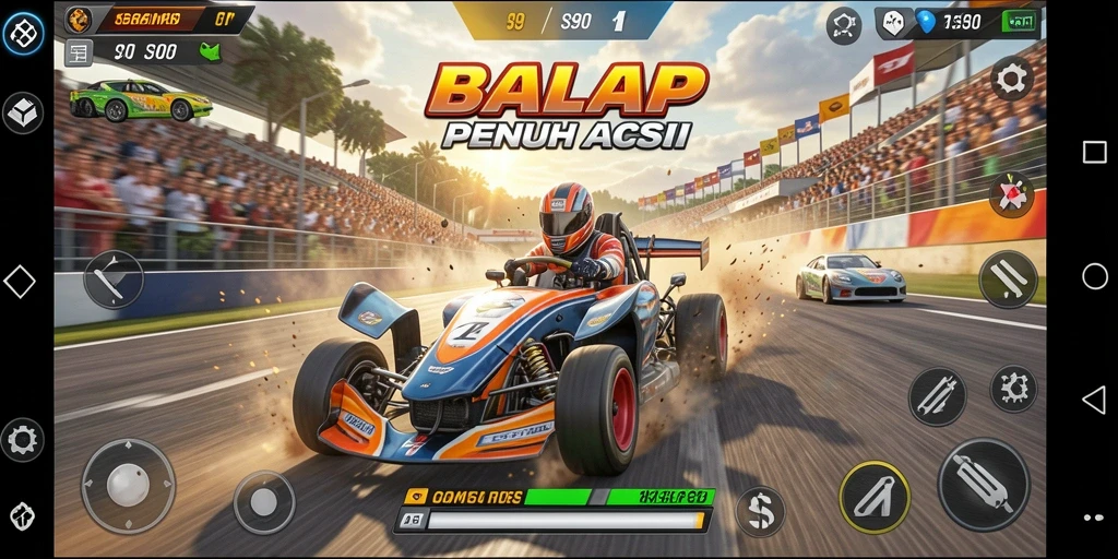 Tangkapan layar utama S80 menunjukkan aksi balapan yang mendebarkan.