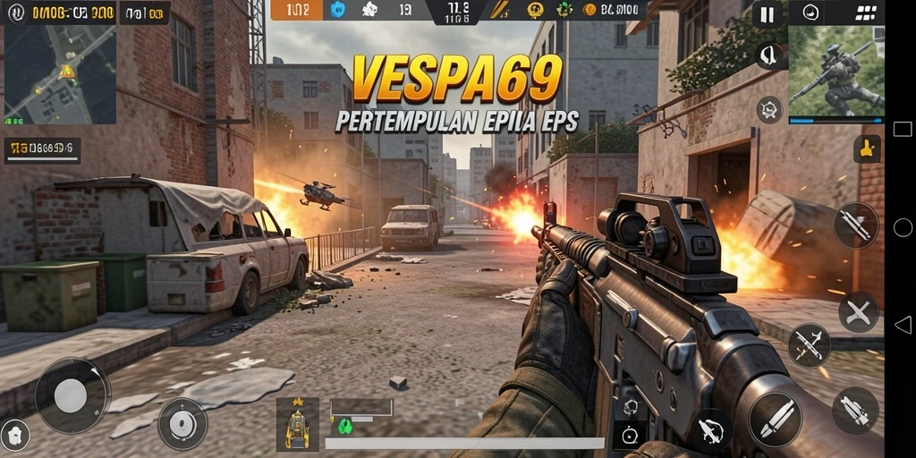 Screenshot VESPA69 menunjukkan aksi tembak-menembak yang seru dan mendebarkan.